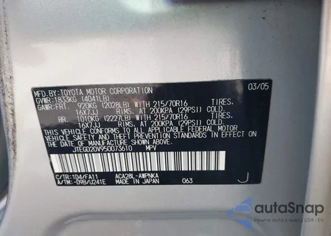 2005 Toyota Rav4 from USA, damaged, VIN JTEGD20V950073610